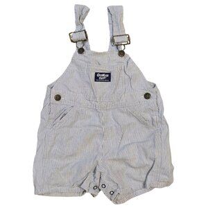 OshKosh Bgosh Blue White Striped Baby Short Overalls Size 2T Shortalls Vintage